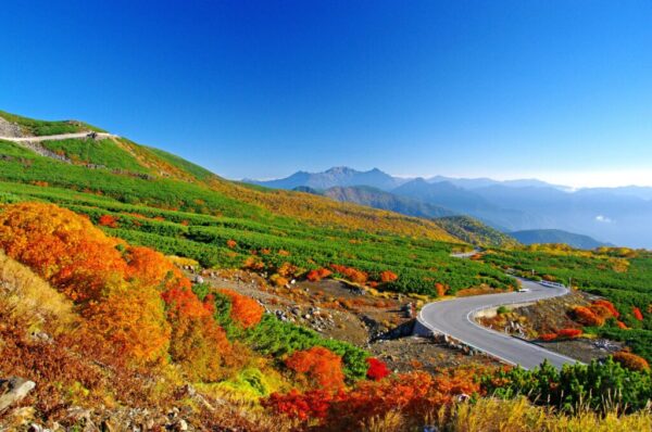 乗鞍エコーライン4号カーブからの穂高連峰