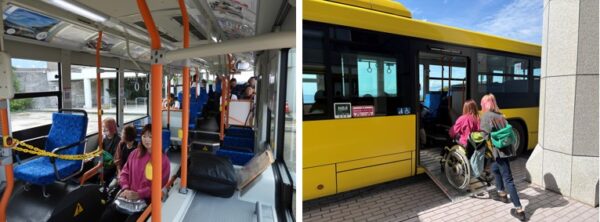 複数の車いすが乗せられる路線バスを貸し切りにして移動