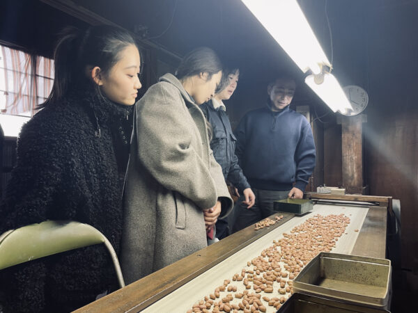 モニターツアーで訪れた「戸村商店」での落花生工場見学の様子 ※提供 NAA